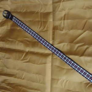 American Eagle reversible belt, plaid and other side leather